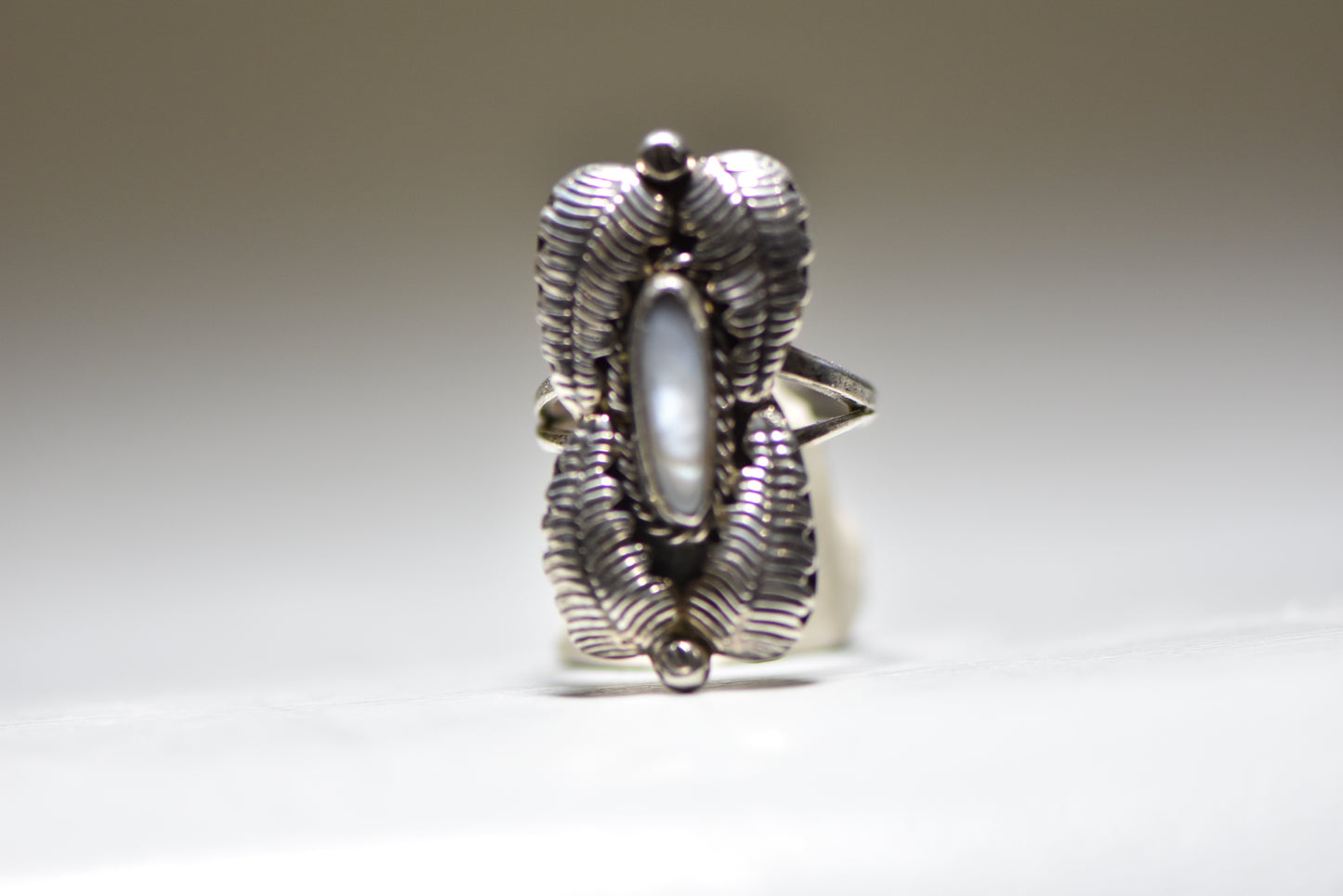 Mother of Pearl ring long Navajo MOPsouthwest sterling silver women girls