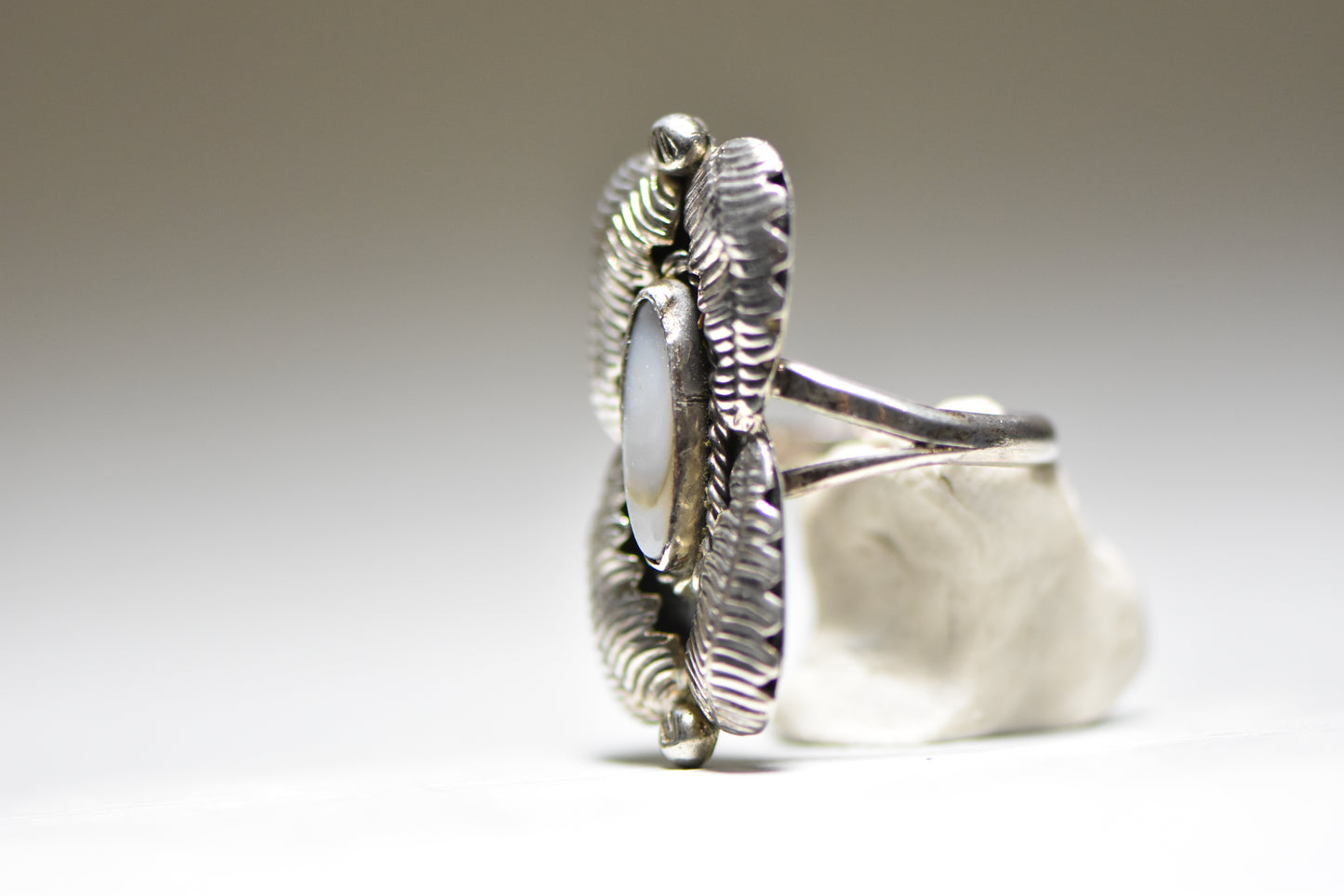 Mother of Pearl ring long Navajo MOPsouthwest sterling silver women girls