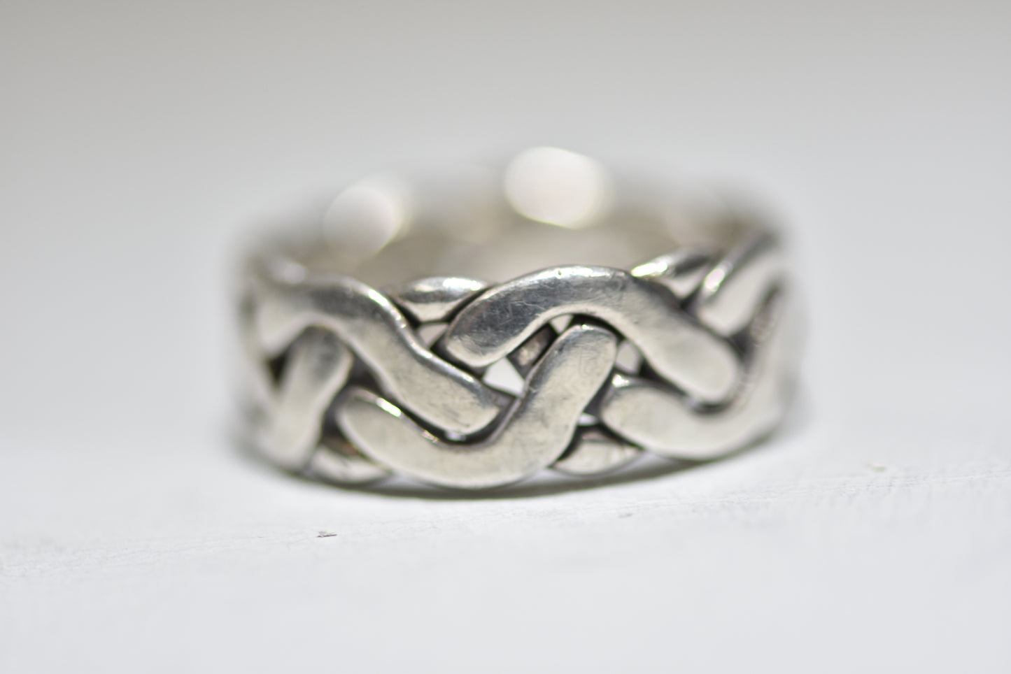 Rope ring woven knot thumb band sterling silver women men  Size   9.50