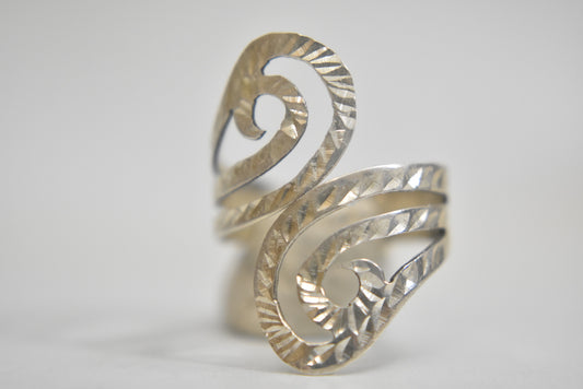 Freeform ring spiral thumb band sterling silver women girls  Mexico Size 8.25