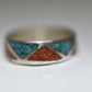 Zuni Ring turquoise chip coral chips southwest wedding band sterling silver i