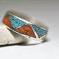 Zuni Ring turquoise chip coral chips southwest wedding band sterling silver i