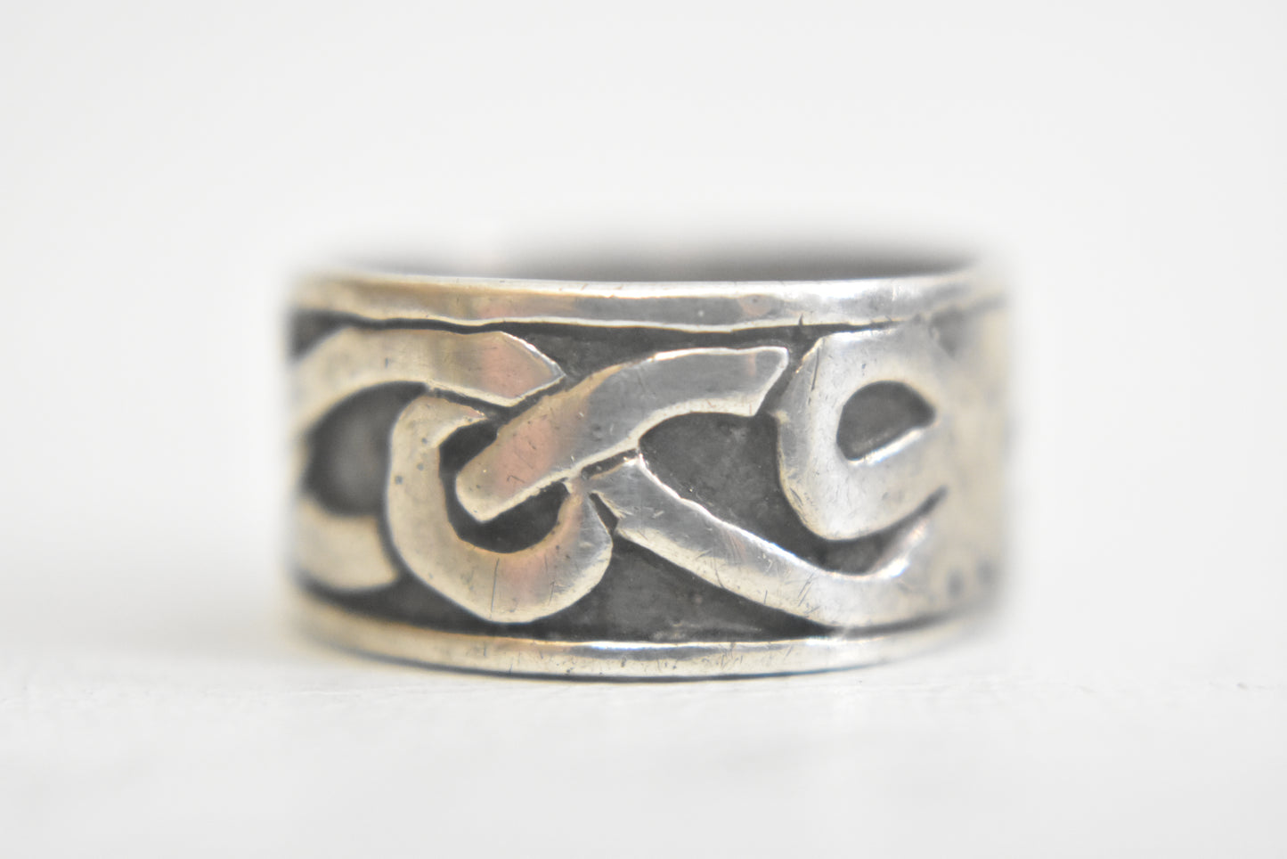 Rope ring thumb knots band tribal sterling silver Size  8.25