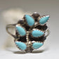 Zuni ring turquoise feather leaf petite point sterling silver women
