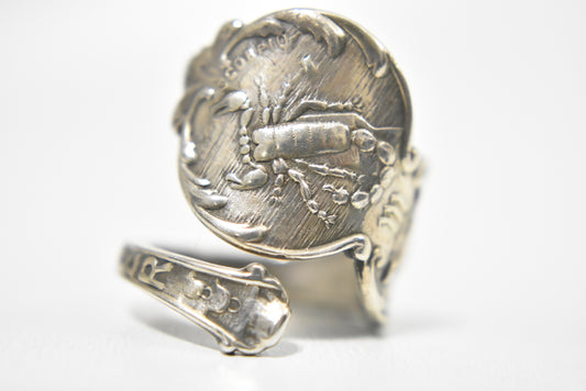 Scorpio Spoon Ring Sterling Silver October Birthday Size 7.50