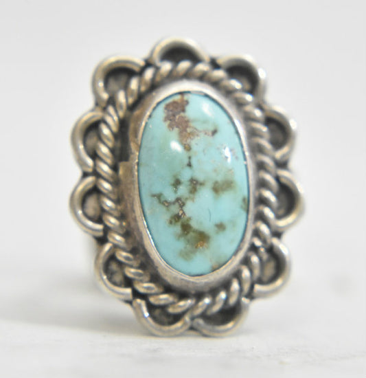 Turquoise ring Navajo southwestern Sterling Silver size 2.50