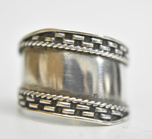 cigar band  Size  8.50 wide thumb  ring sterling silver women