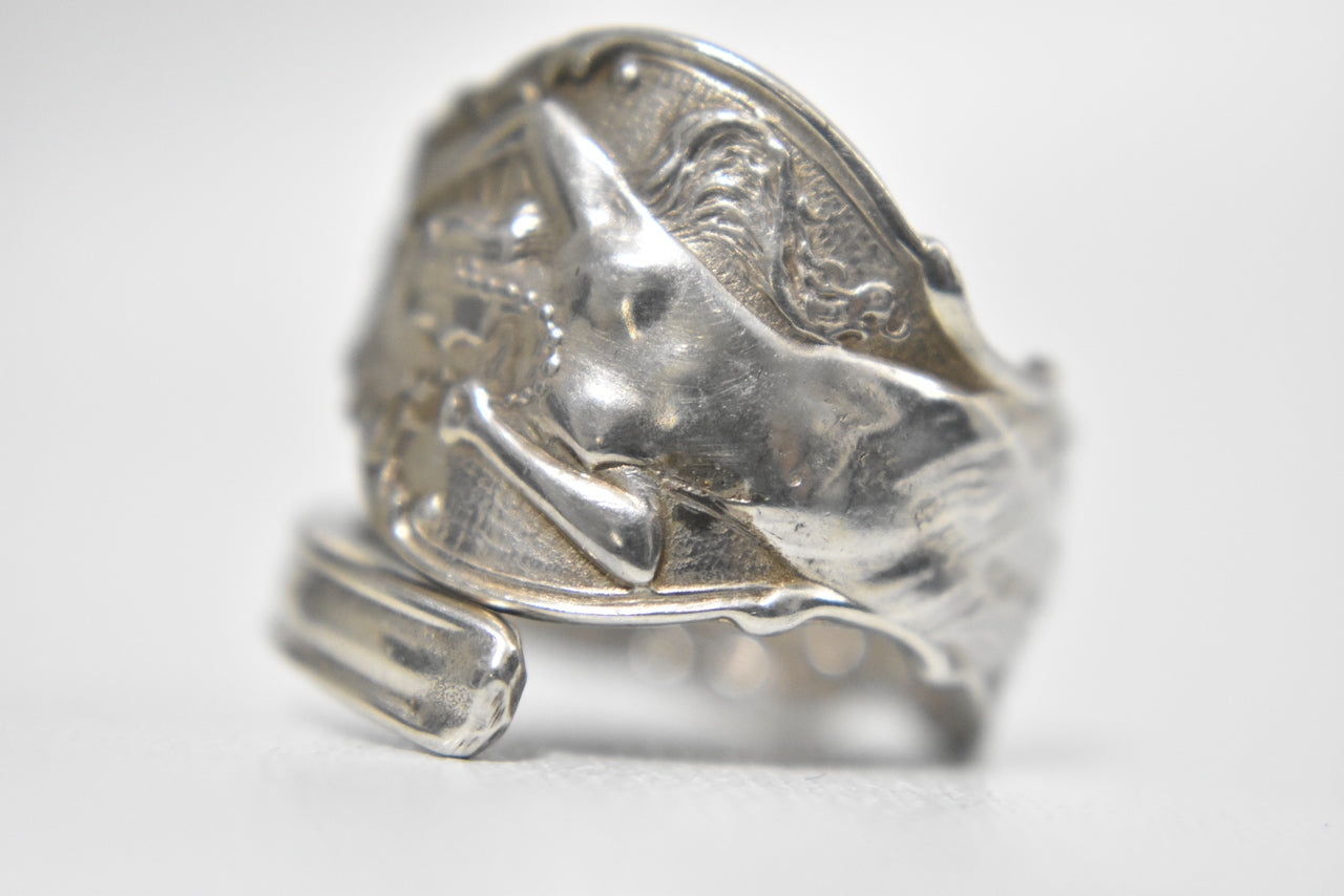Venus Spoon Ring Naked Lady Goddess Sterling Silver Size 8.2