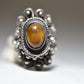 Poison ring Size 6 Sterling Tiger Eye Mexican Sterling Silver women