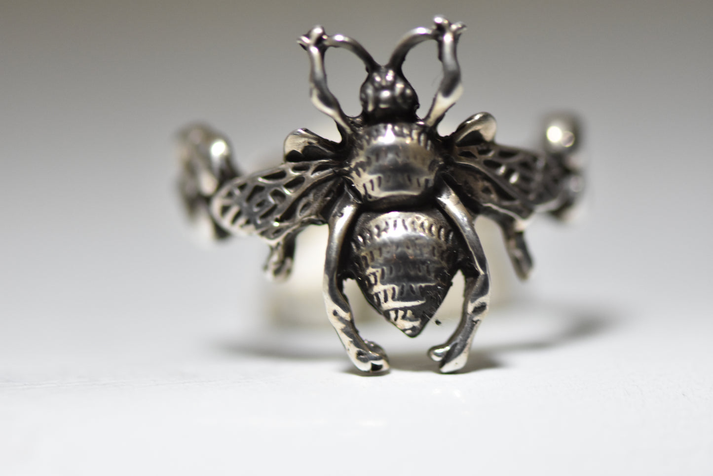 Bee ring yellow jacket bug band sterling silver women girls