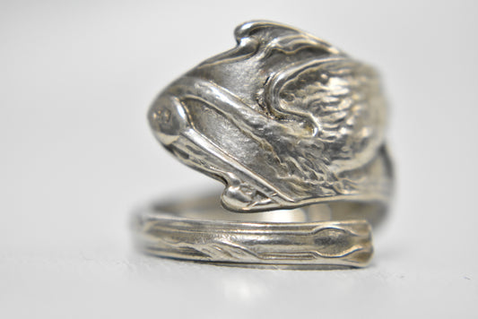 Spoon Ring Stork Baby Shower Vintage Sterling Silver for Size 8.2