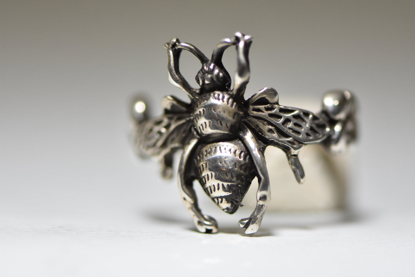 Bee ring yellow jacket bug band sterling silver women girls