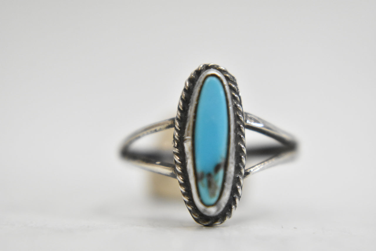 Turquoise ring Navajo girl pinky sterling silver  women Size 5.50