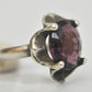 Purple ring vintage cocktail girls women sterling silver Size  7.25