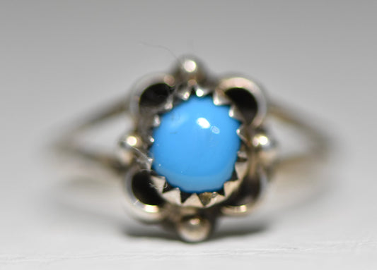 Turquoise ring Navajo pinky sterling silver children women girls baby f