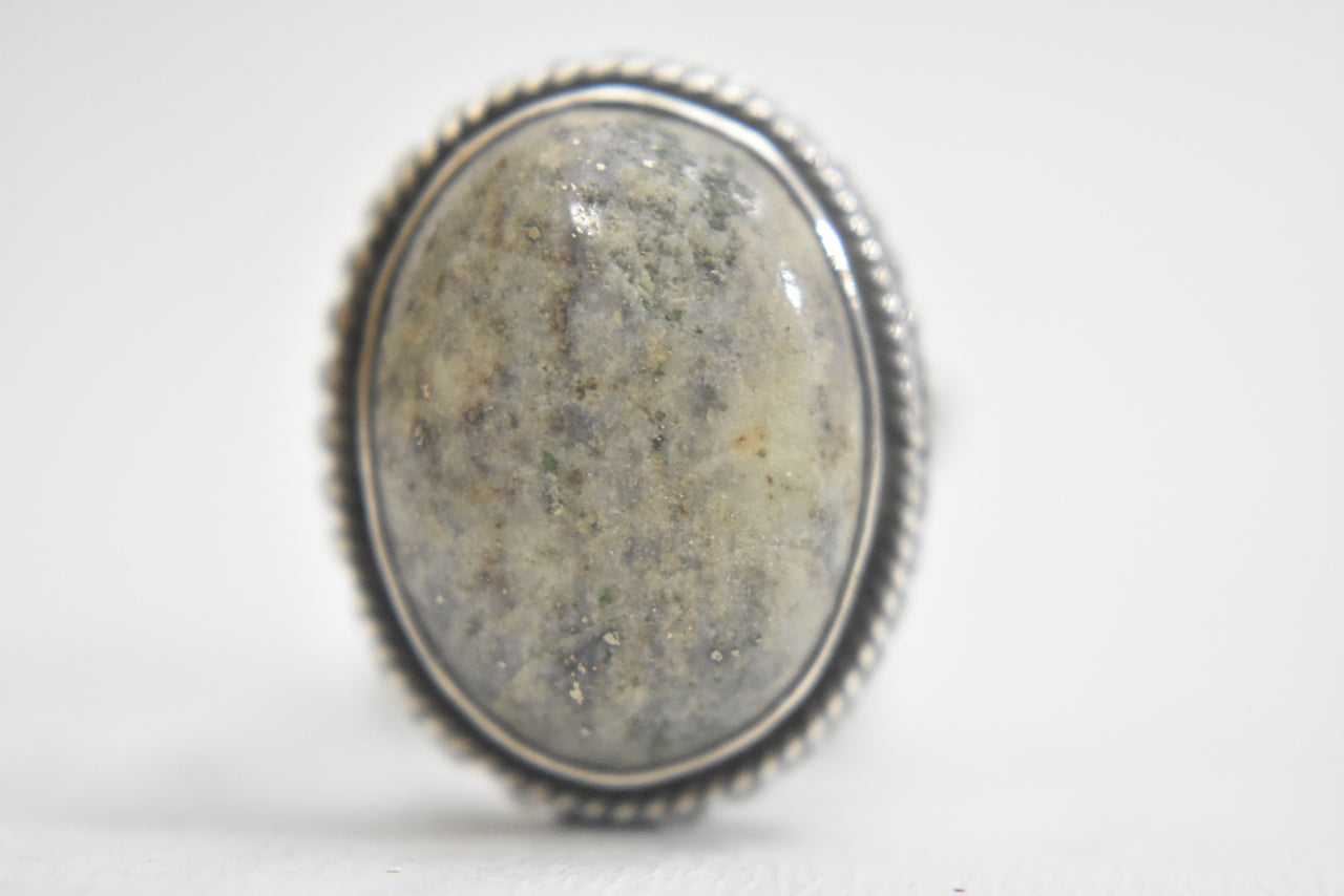 Jasper ring oval southwest delicate earth tones sterling silver women Size  6