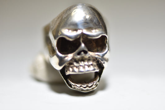 Skull ring size 8.75 vintage sterling silver biker men b