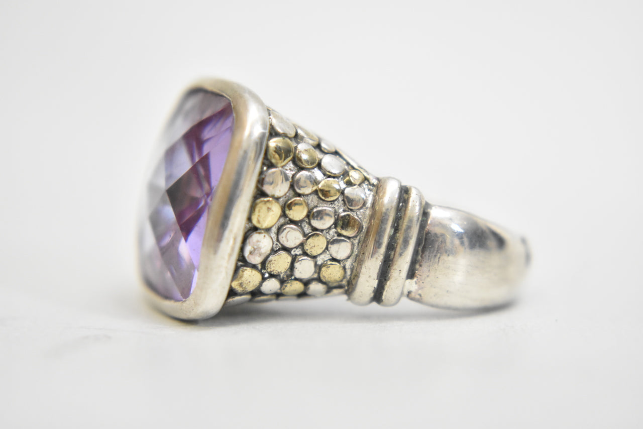 chunky ring Size 7.25 cocktail crystal light purple sterling silver women