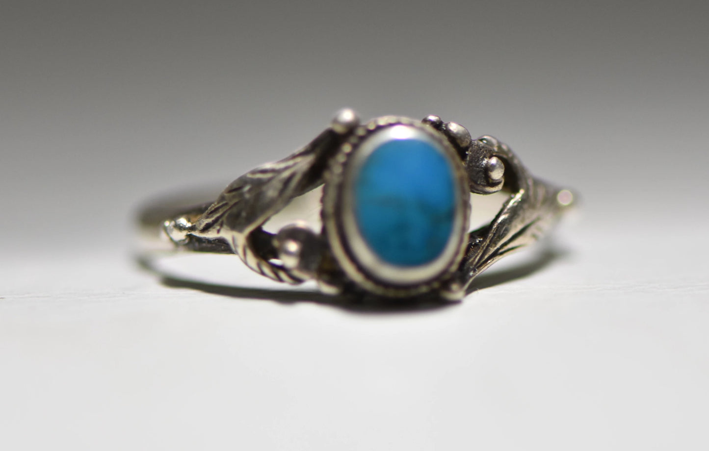 Turquoise ring Navajo pinky sterling silver children women j
