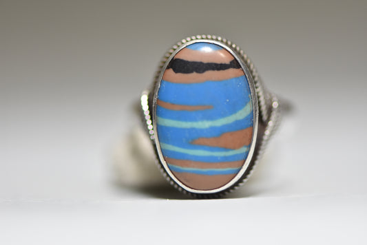Rainbow casilica ring vintage gemstone southwest sterling silver women girls