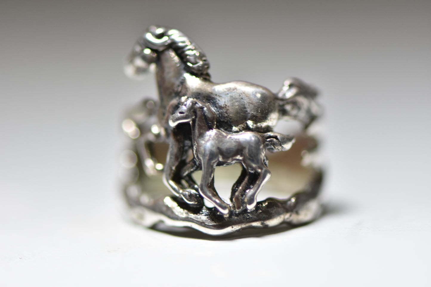 Horses ring pinky band cowgirl sterling silver women girls