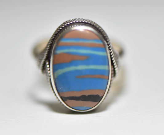 Rainbow casilica ring vintage gemstone southwest sterling silver women girls