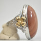 Agate ring Art Deco floral sterling silver filigree size 4.50