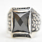 black ring size 9.25 faceted floral sterling silver men women Size  9.25