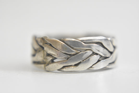 Rope ring weave woven band sterling silver  boys girls women  Size 6.75