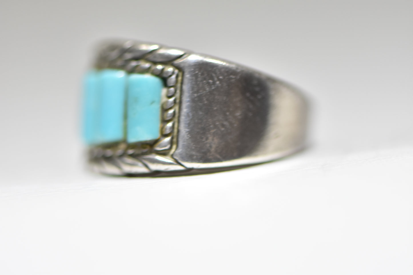 Turquoise ring cobblestone band sterling silver southwest
