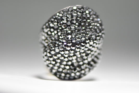 Black crystal ring cocktail bubble dome ring women   Size 7.25