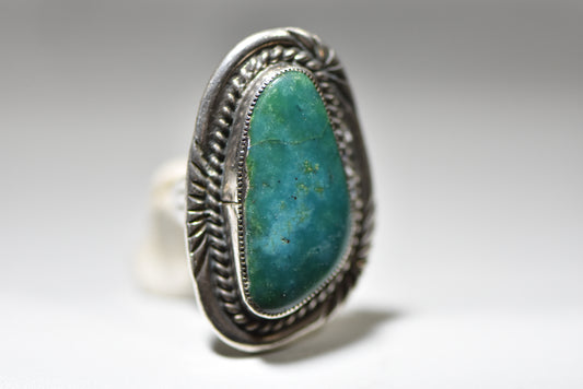 Turquoise ring southwest tribal sterling silver women