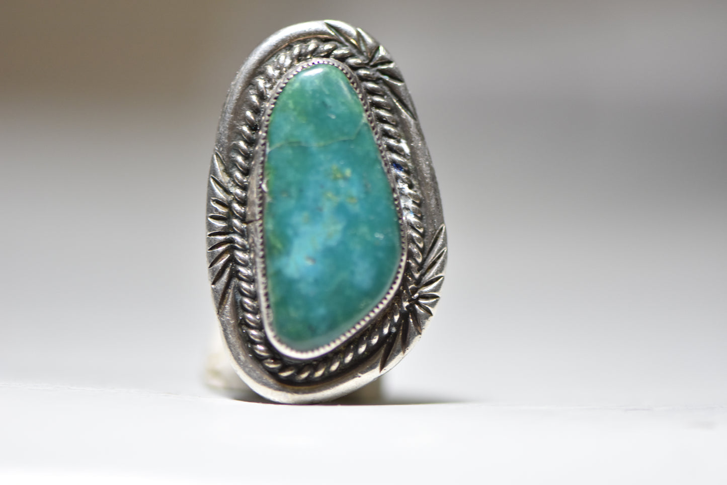 Turquoise ring southwest tribal sterling silver women