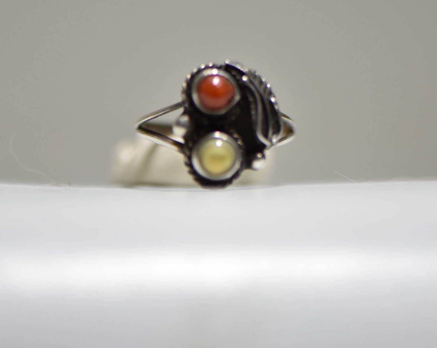 Coral Ring Size 6.50 Mother of Pearl MOP southwest sterling silver women girls