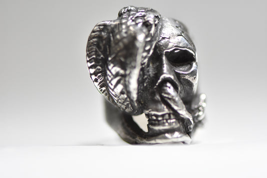 Skull ring cobra snake biker band  sterling silver men women size 8.25