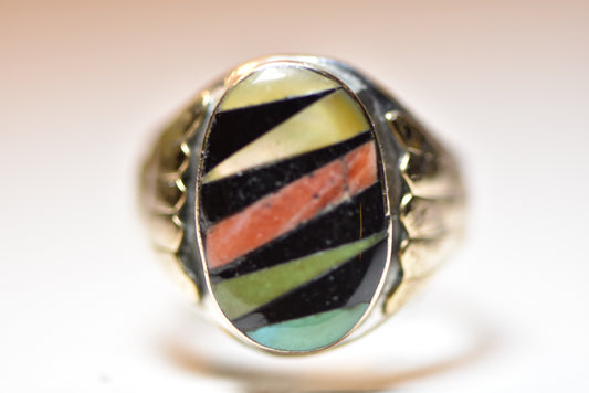 Navajo ring turquoise onyx spiny oyster tribal southwest women men sterling silver