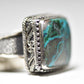 Turquoise ring Boho Bali swirls sterling silver women