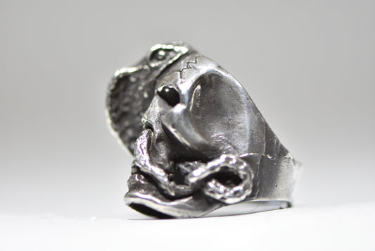 Skull ring cobra snake biker band  sterling silver men women size 8.25