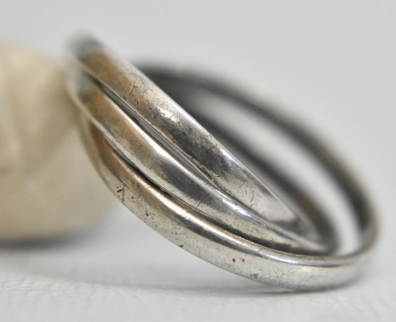 rolling ring three band sterling silver women  Size   5.75