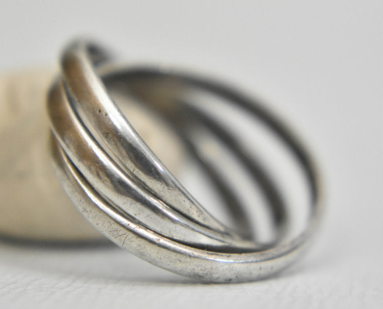 rolling ring three band sterling silver women  Size   5.75