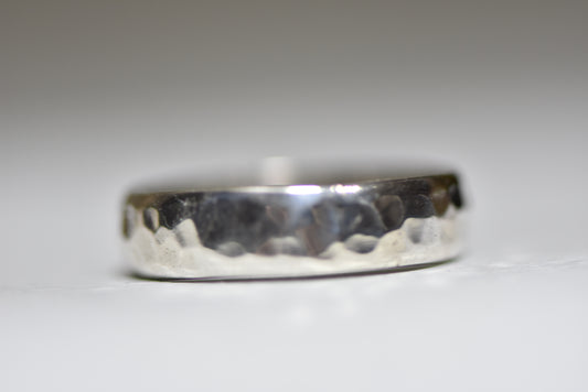 Hammered ring wedding band sterling silver women men