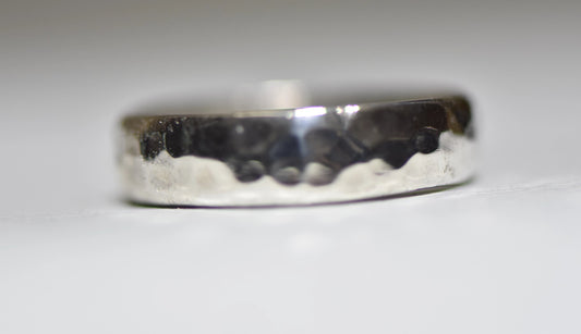 Hammered ring wedding band sterling silver women men