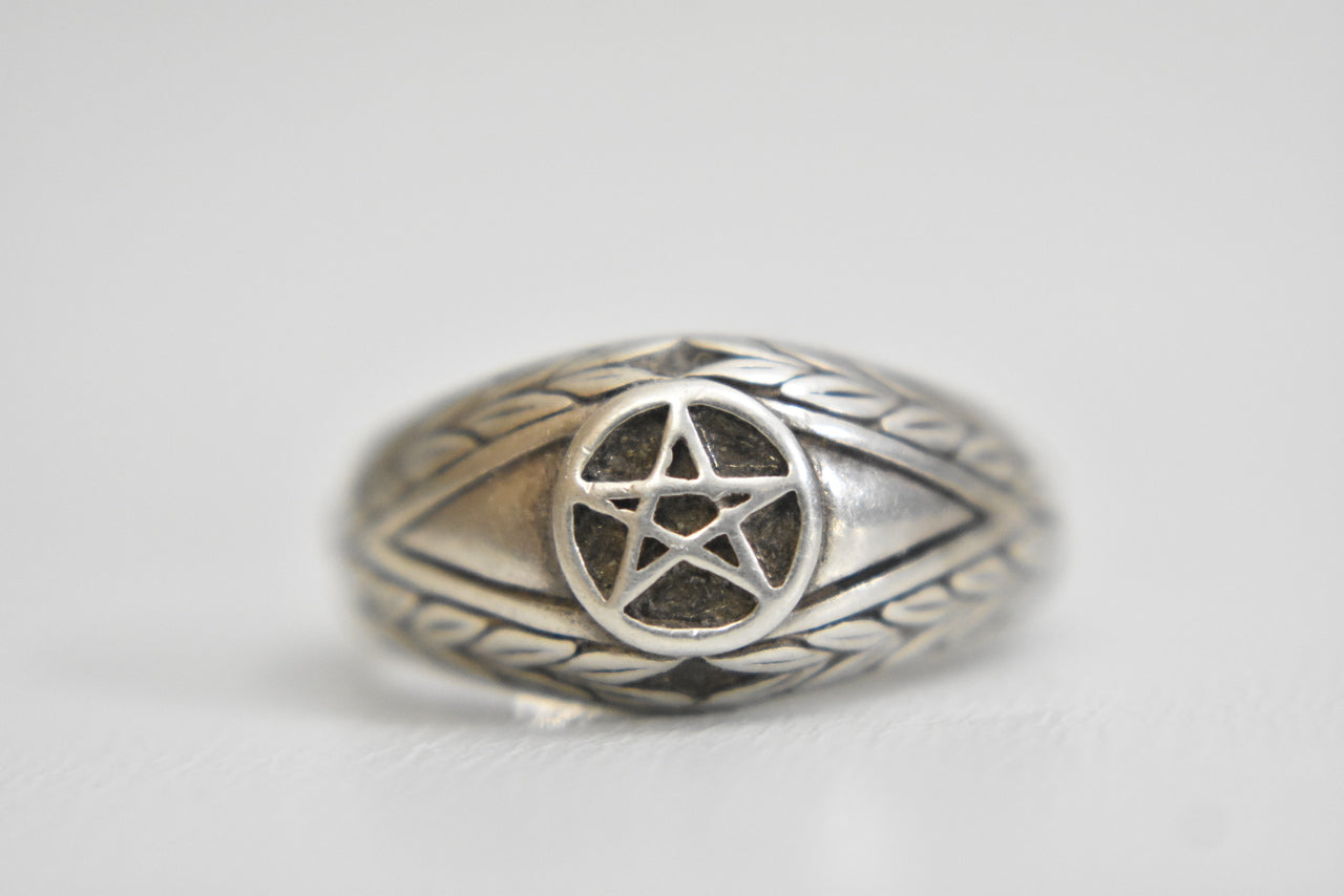 pentagram ring 5 pointed star sterling silver women men  Size  8.75
