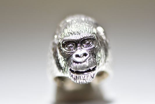 Ape Ring baboon gorilla chimpanzee sterling silver ring men women