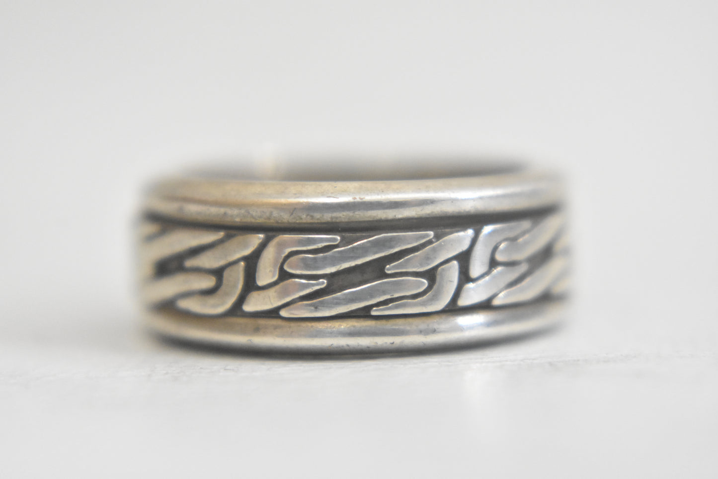 Spinner ring barbed wire  band sterling silver men women  Size  6.50