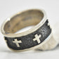 Cross band Christian religious sterling silver ring or band  size 6.75