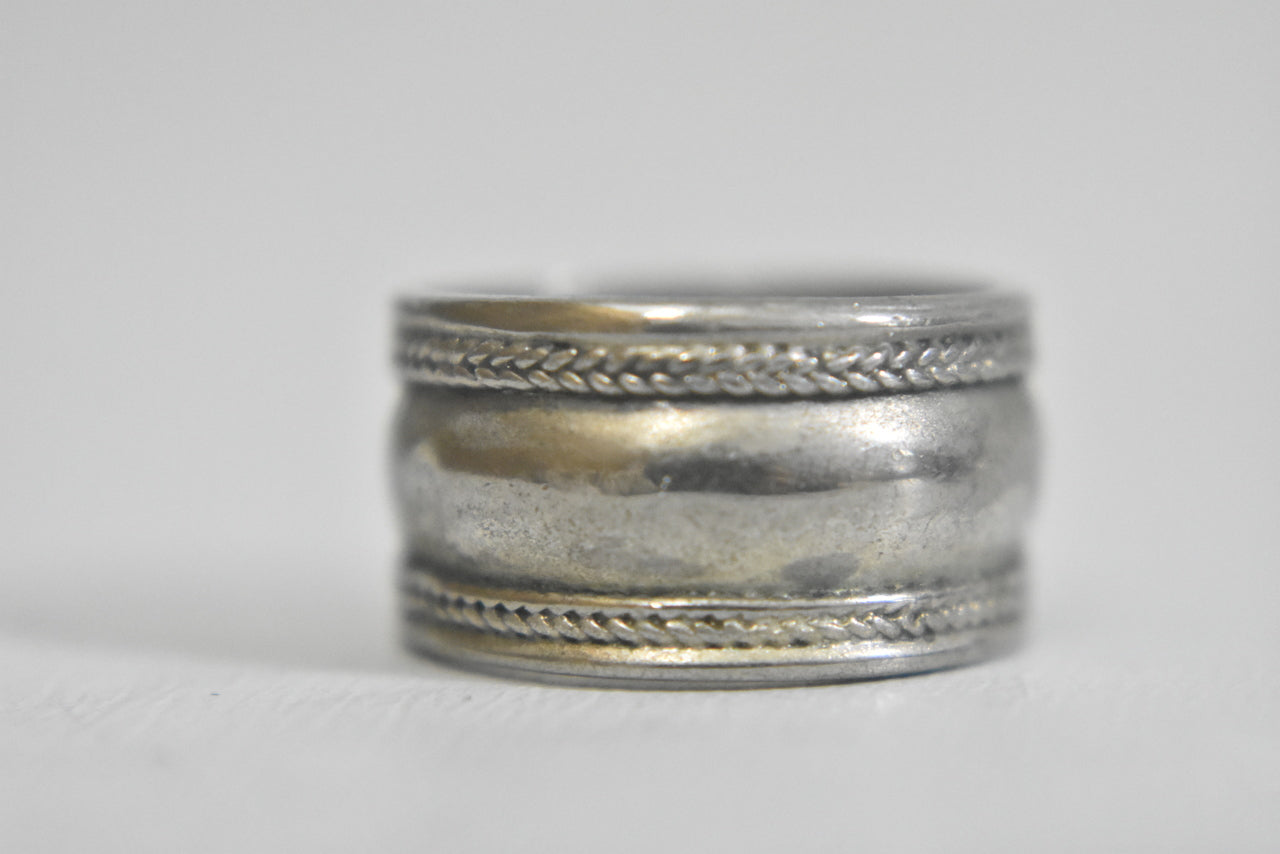 cigar band rope ring sterling silver BoHo women  Size  5.75