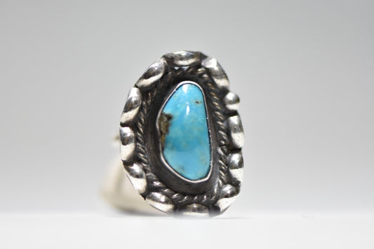 Long Navajo ring turquoise sterling silver women