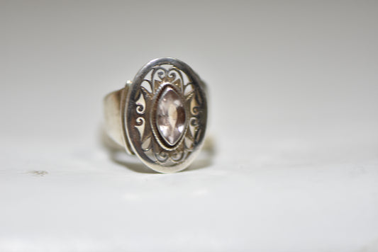 Light purple ring long filigree sterling silver women Size 7