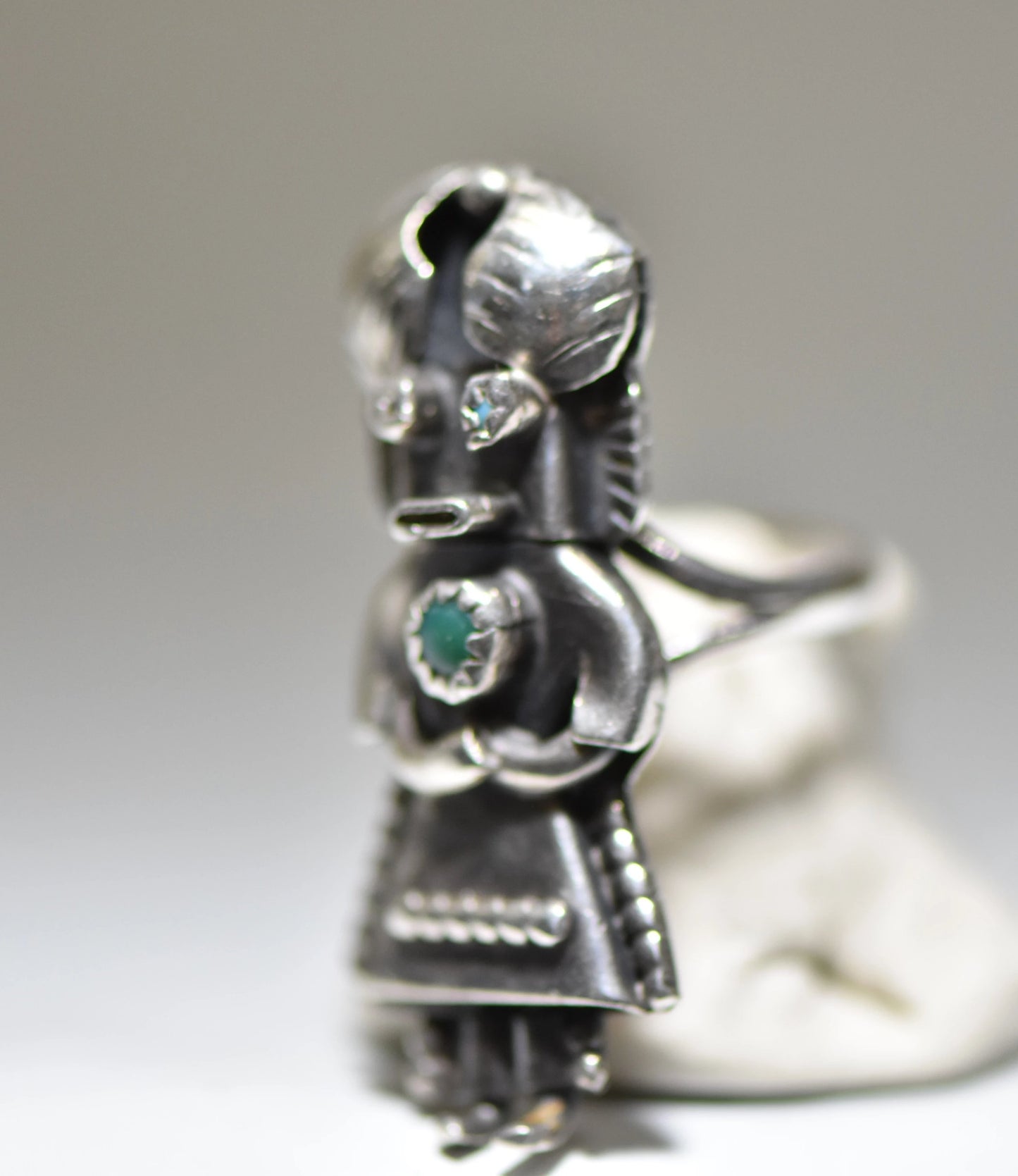 Kachina ring turquoise southwest tribal Navajo  sterling silver women girls